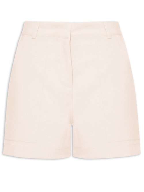 Short Feminino Curto Com Bolsos Frontais – Bege