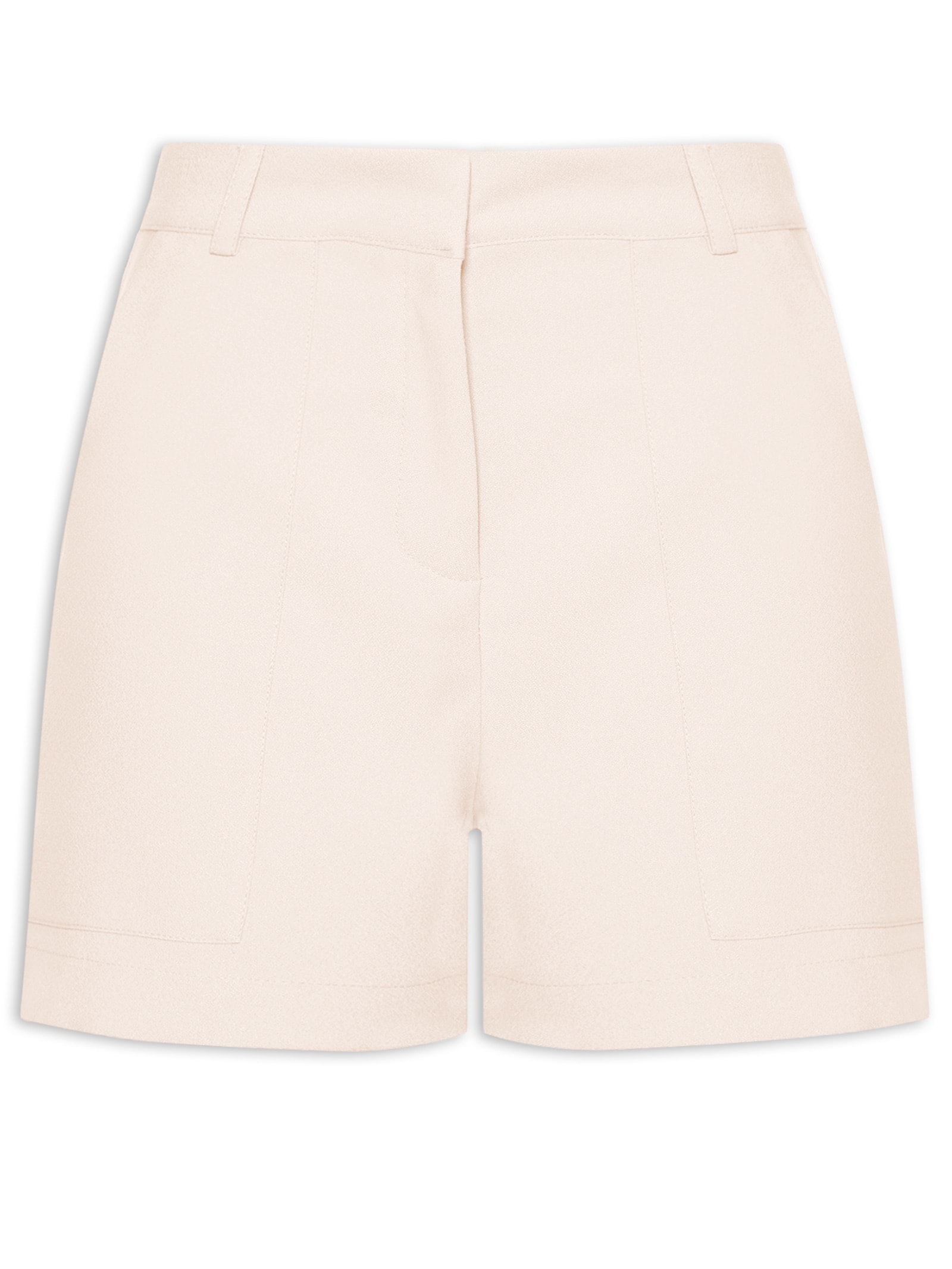 Short Feminino Curto Com Bolsos Frontais Bege Basiq