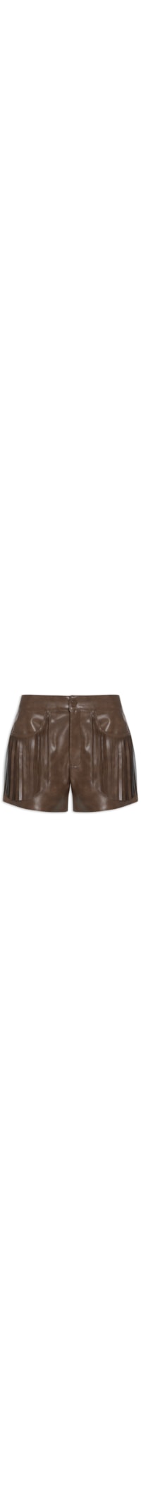 Short Feminino Curto Com Franjas - Marrom