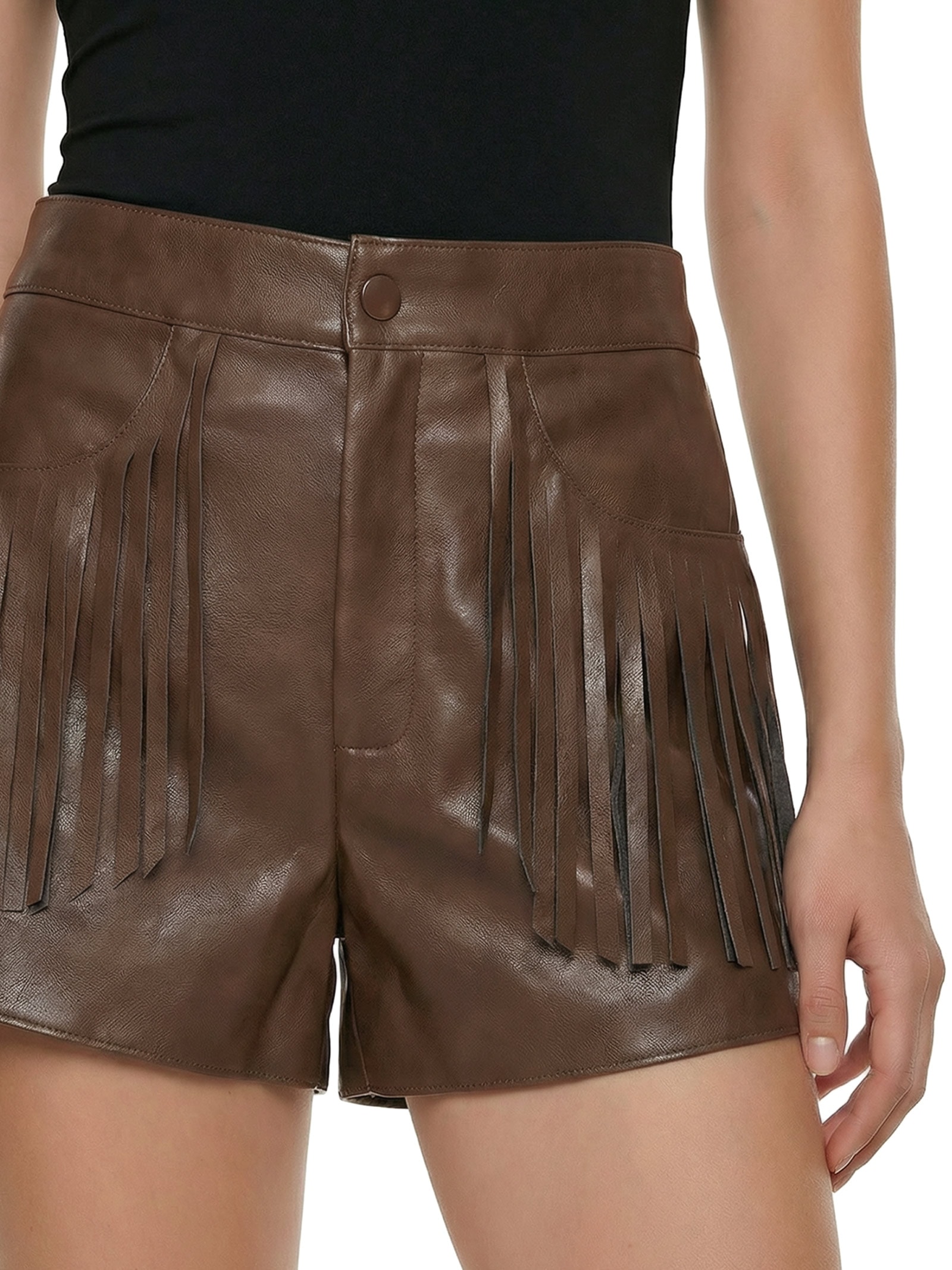 Short Feminino Curto Com Franjas Marrom My Favorite