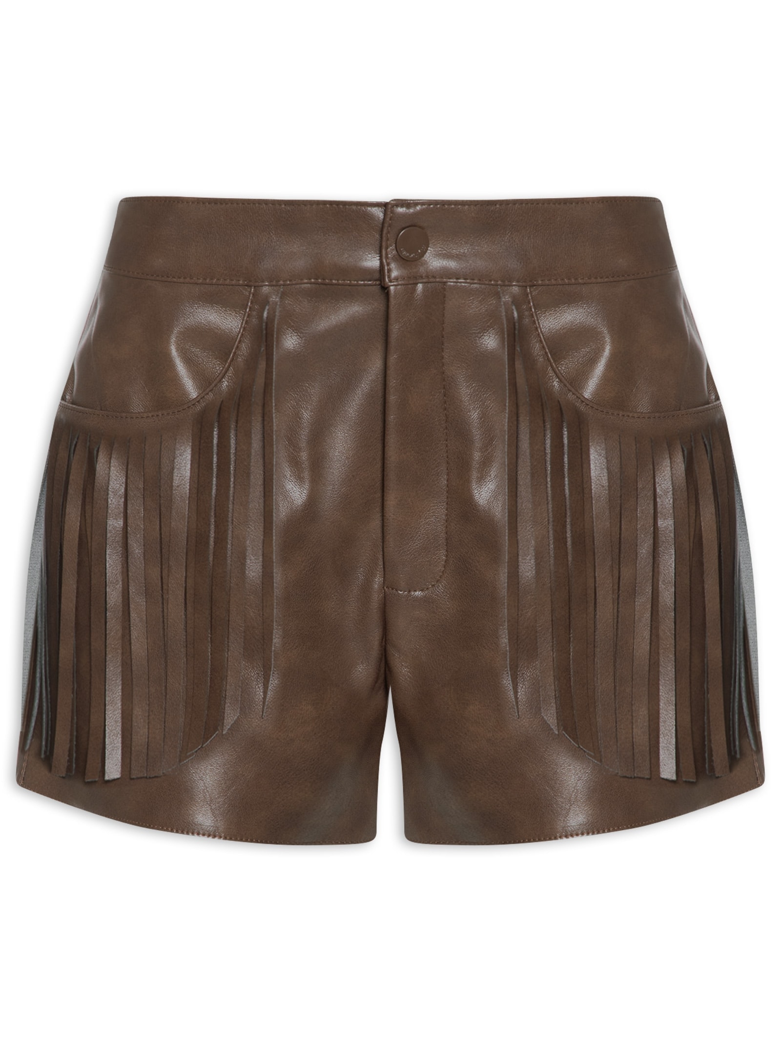 Short Feminino Curto Com Franjas Marrom My Favorite