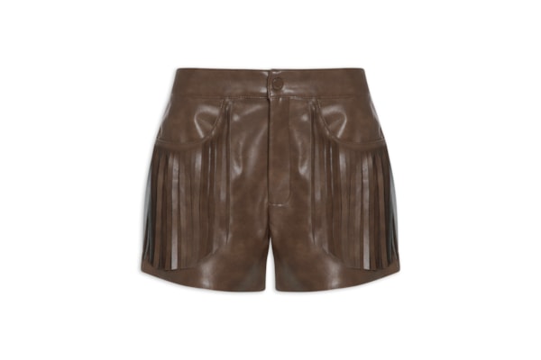 Short Feminino Curto Com Franjas - Marrom