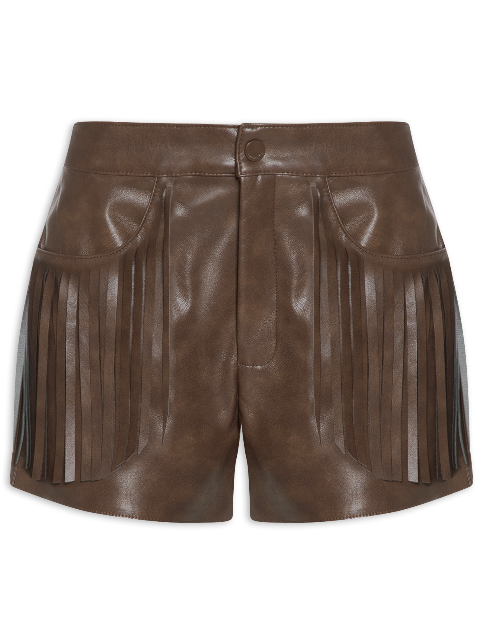 Short Feminino Curto Com Franjas Marrom My Favorite