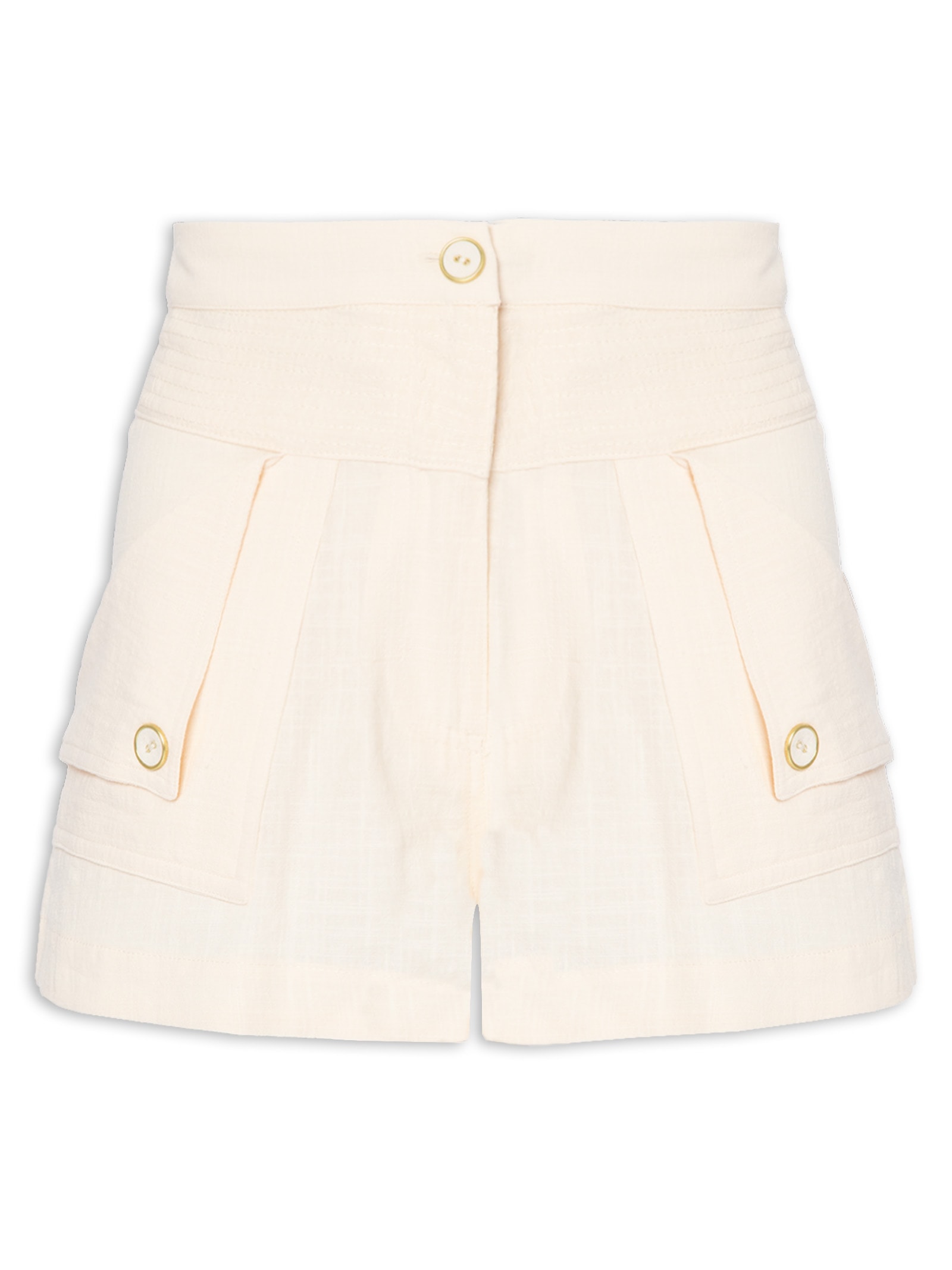 Short Feminino Curto Pesponto Bege Farm