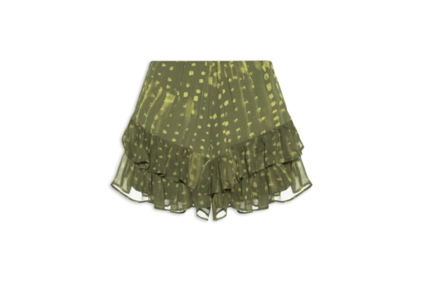 Short Feminino de Babados Estampado – Verde