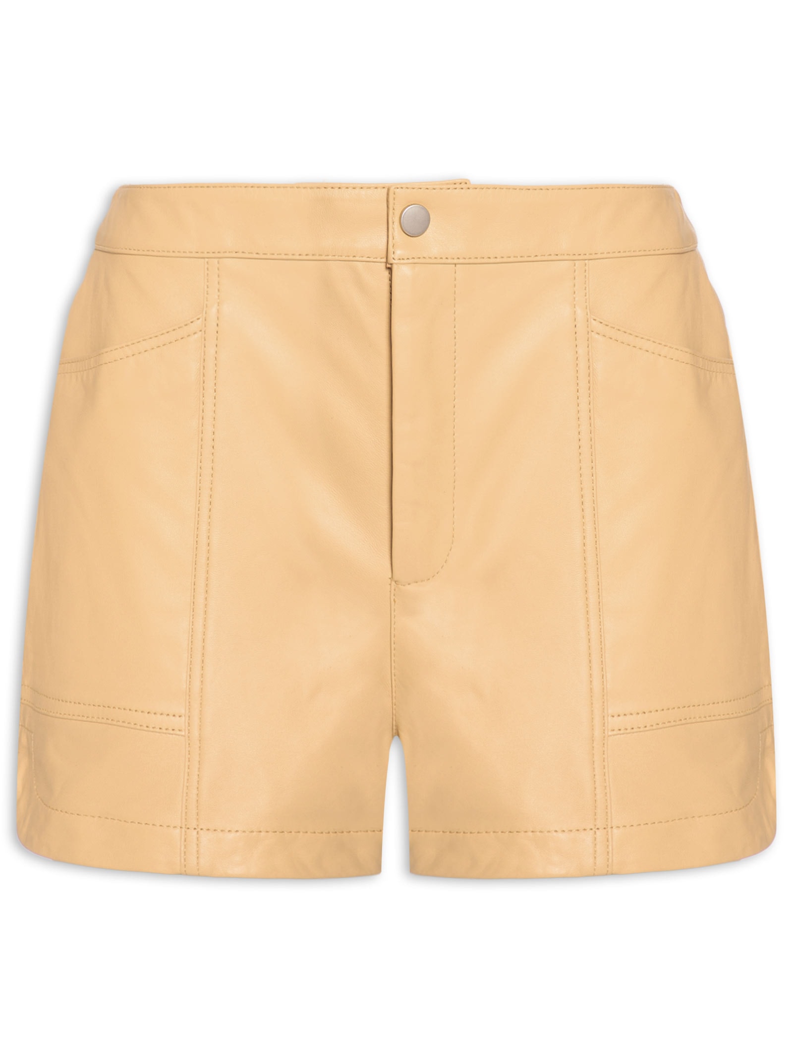 Short Feminino De Couro Bege Animale Jeans
