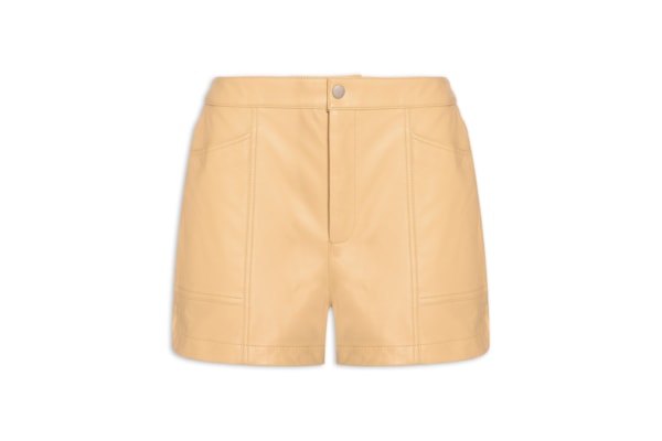 Short Feminino De Couro - Bege