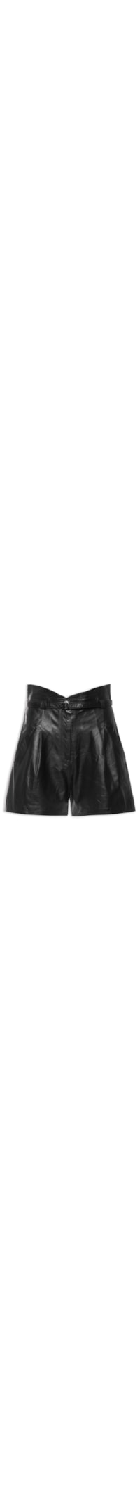 Short Feminino De Couro Cós Pespontado - Preto