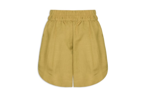Short Feminino De Linho Bainha Fraudada - Verde