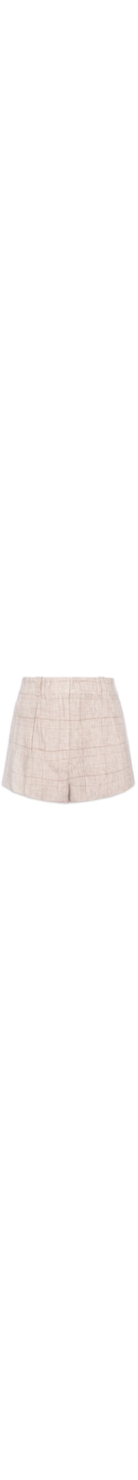 Short Feminino de Linho Xadrez - Cinza