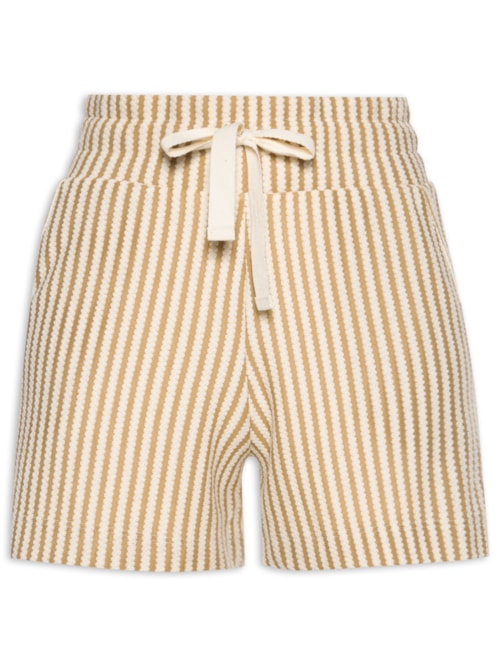 Short Feminino De Malha Listrado – Bege