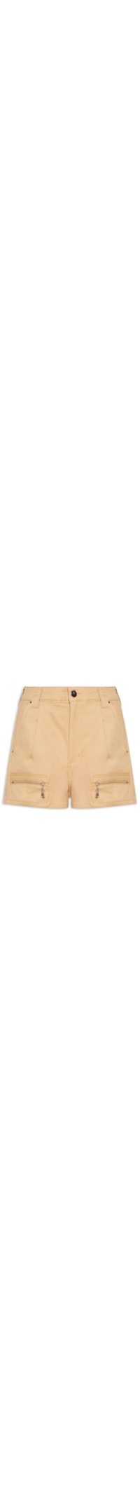 Short Feminino De Sarja Bolso Faca Cintura Média - Bege