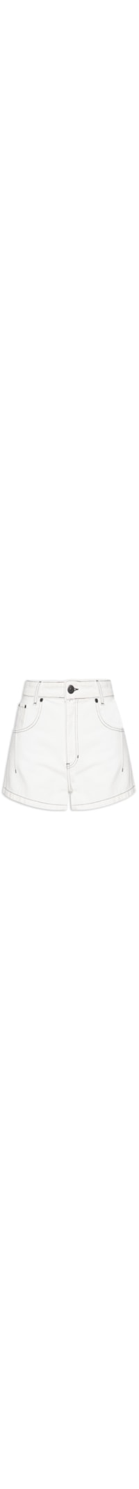 Short Feminino de Sarja Cintura Alta Pesponto Contrastante - Branco