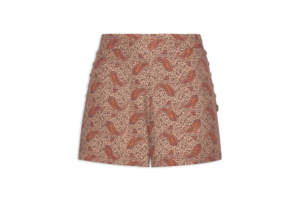 Short Feminino Detalhe Tachas Estampa Maya - Marrom