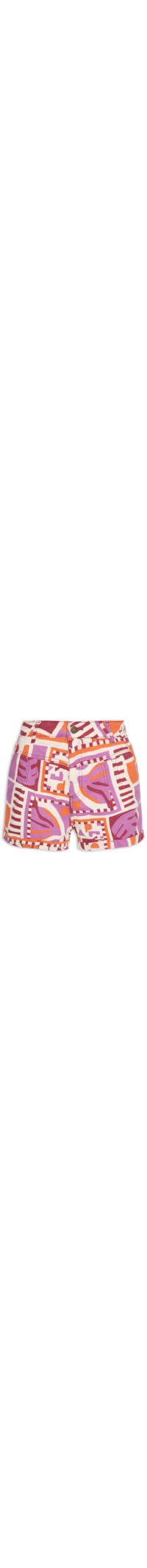 Short Feminino Detalhes Pregas Sarja - Laranja
