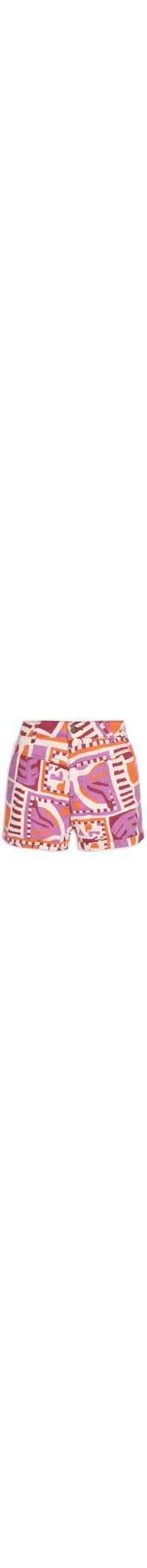 Short Feminino Detalhes Pregas Sarja - Laranja