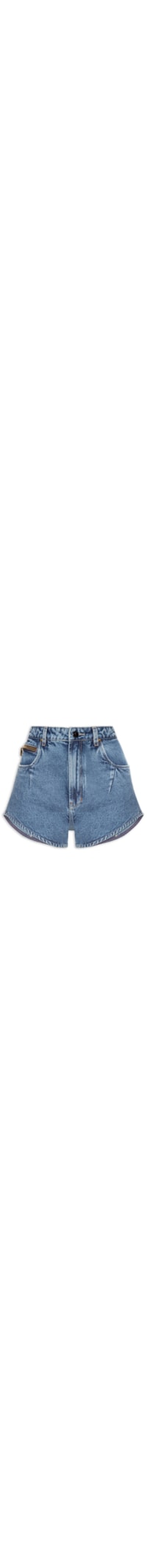 Short Feminino Duplo Zíper Bolso Jeans - Azul