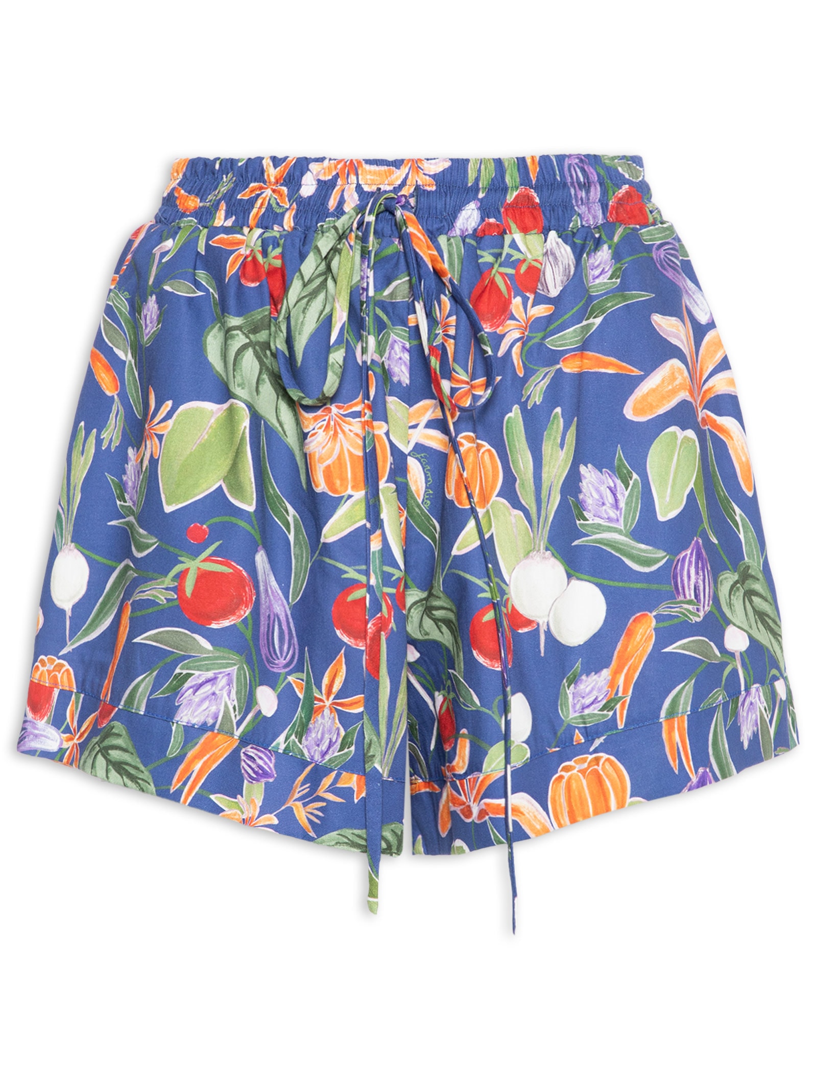 Short Feminino Elástico Legumes Azul Farm
