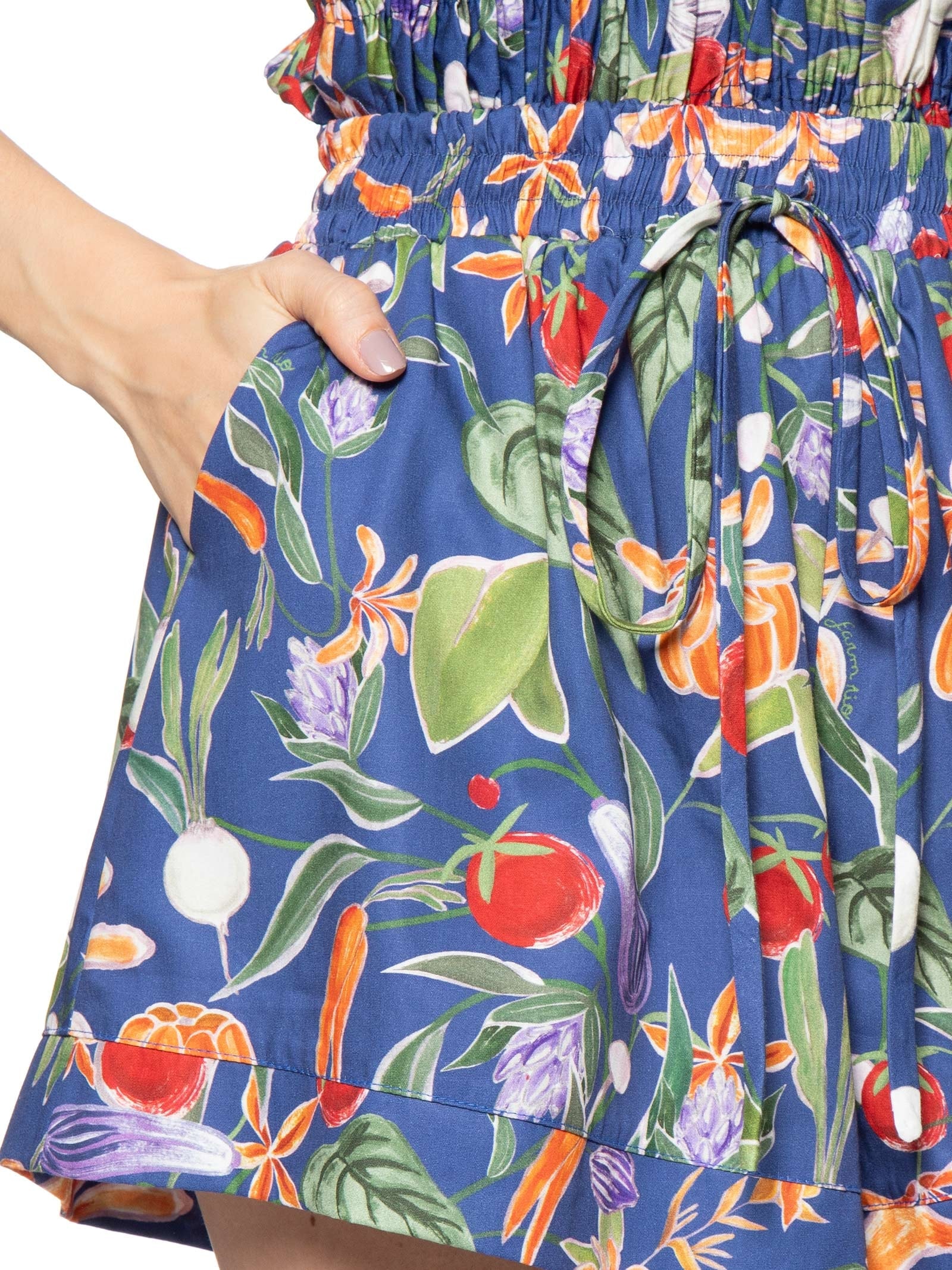Short Feminino Elástico Legumes Azul Farm