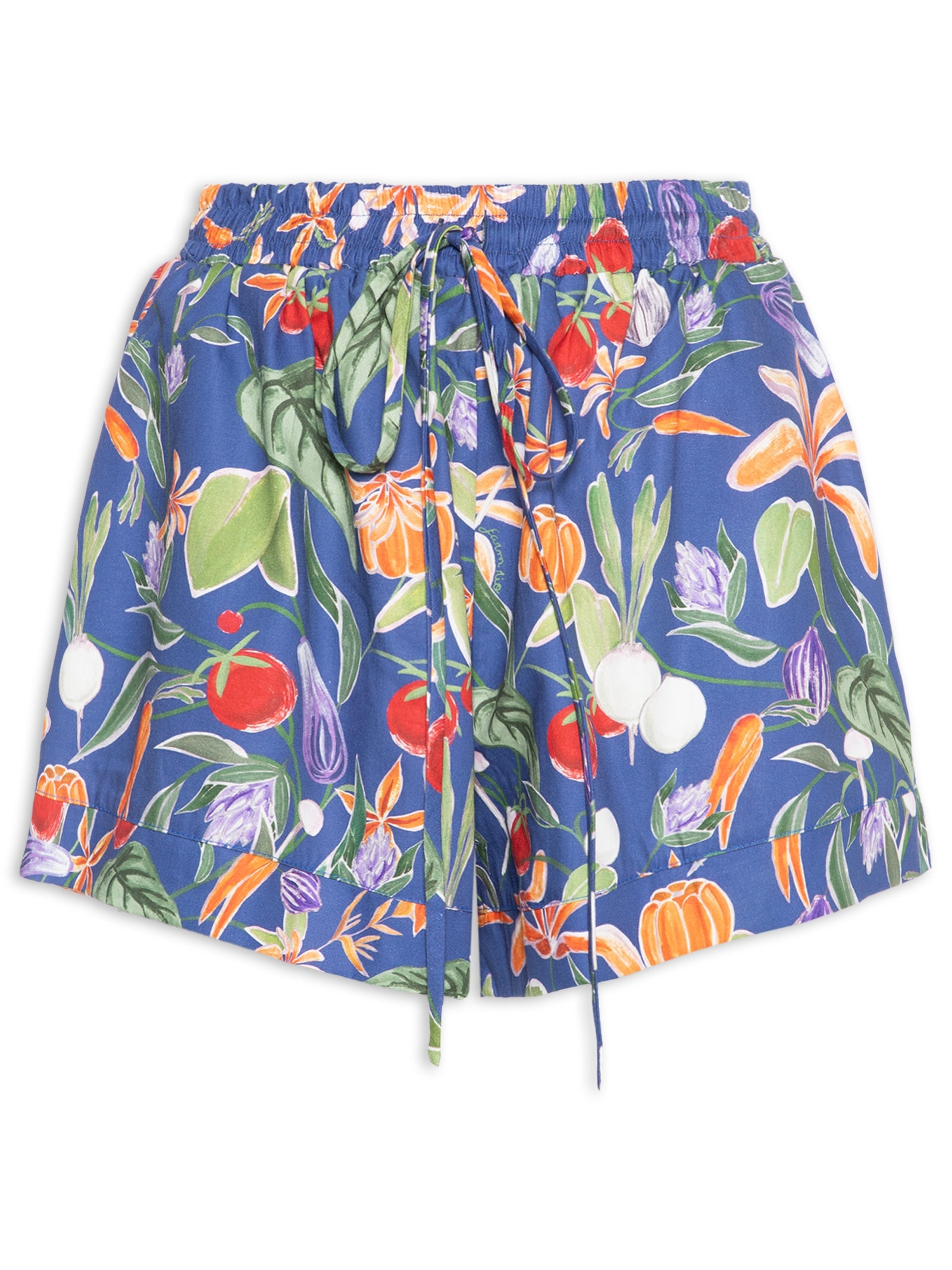 Short Feminino Elástico Legumes Azul Farm