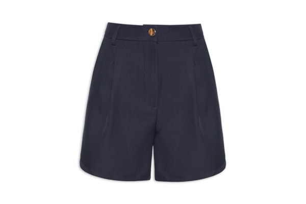 Short Feminino Em Alfaiataria - Azul