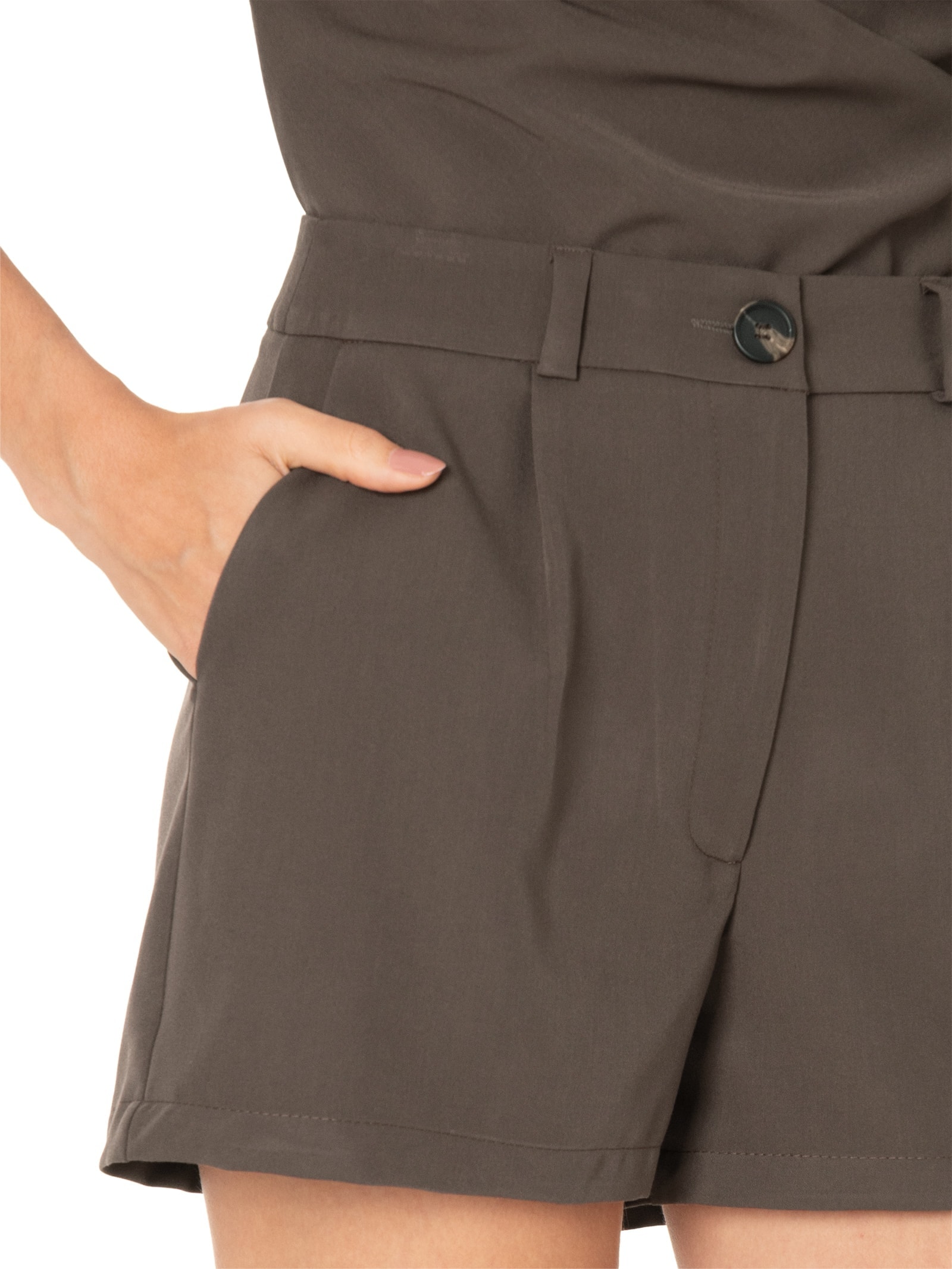 Short Feminino em Alfaiataria Marrom '2Essential
