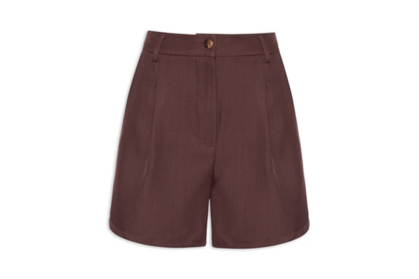 Short Feminino Em Alfaiataria - Marrom