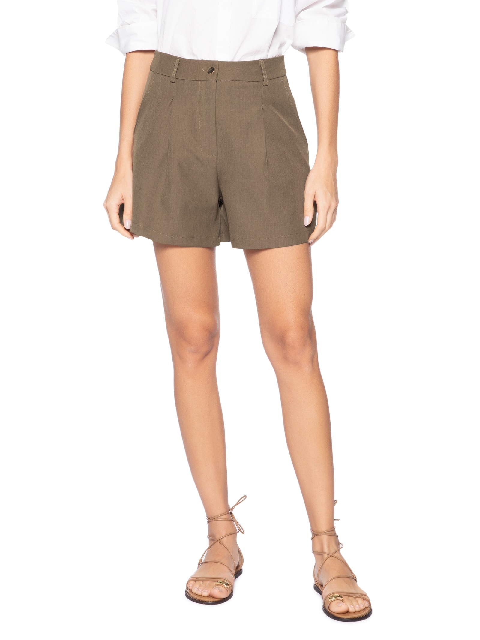 Short Feminino Em Alfaiataria Verde '2Essential