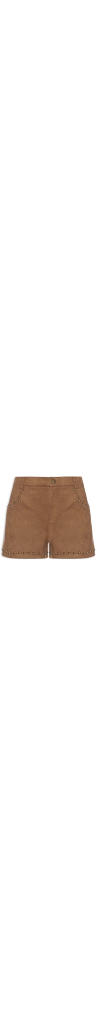 Short Feminino Em Suede Com Tachas - Marrom