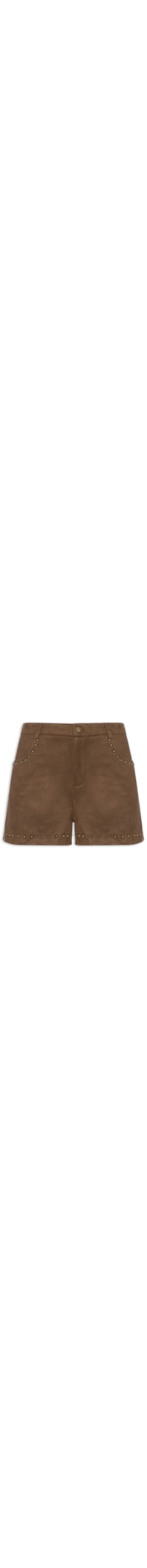Short Feminino Em Suede Com Tachas - Marrom