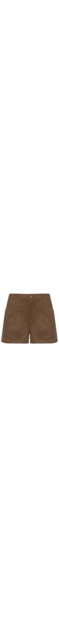 Short Feminino Em Suede Com Tachas - Marrom