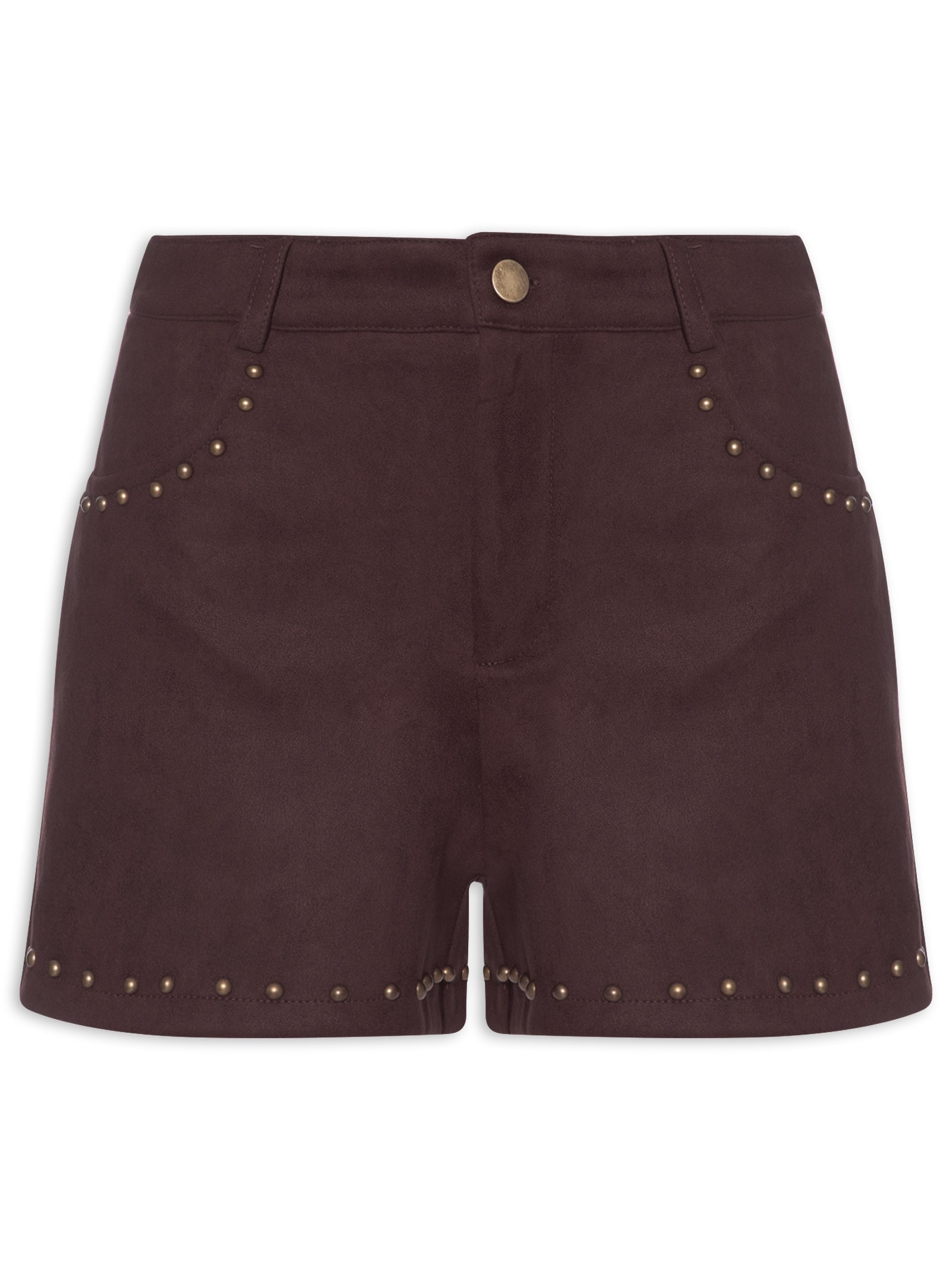 Short Feminino Em Suede Com Tachas Vermelho Market 33
