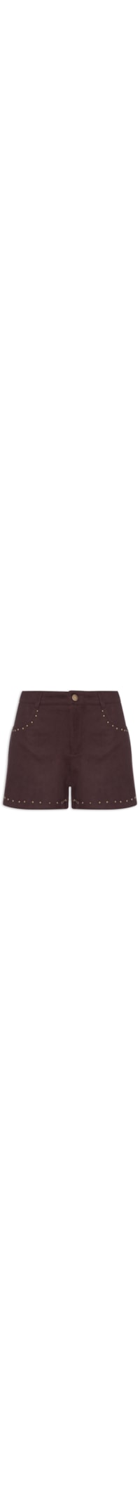 Short Feminino Em Suede Com Tachas - Vermelho