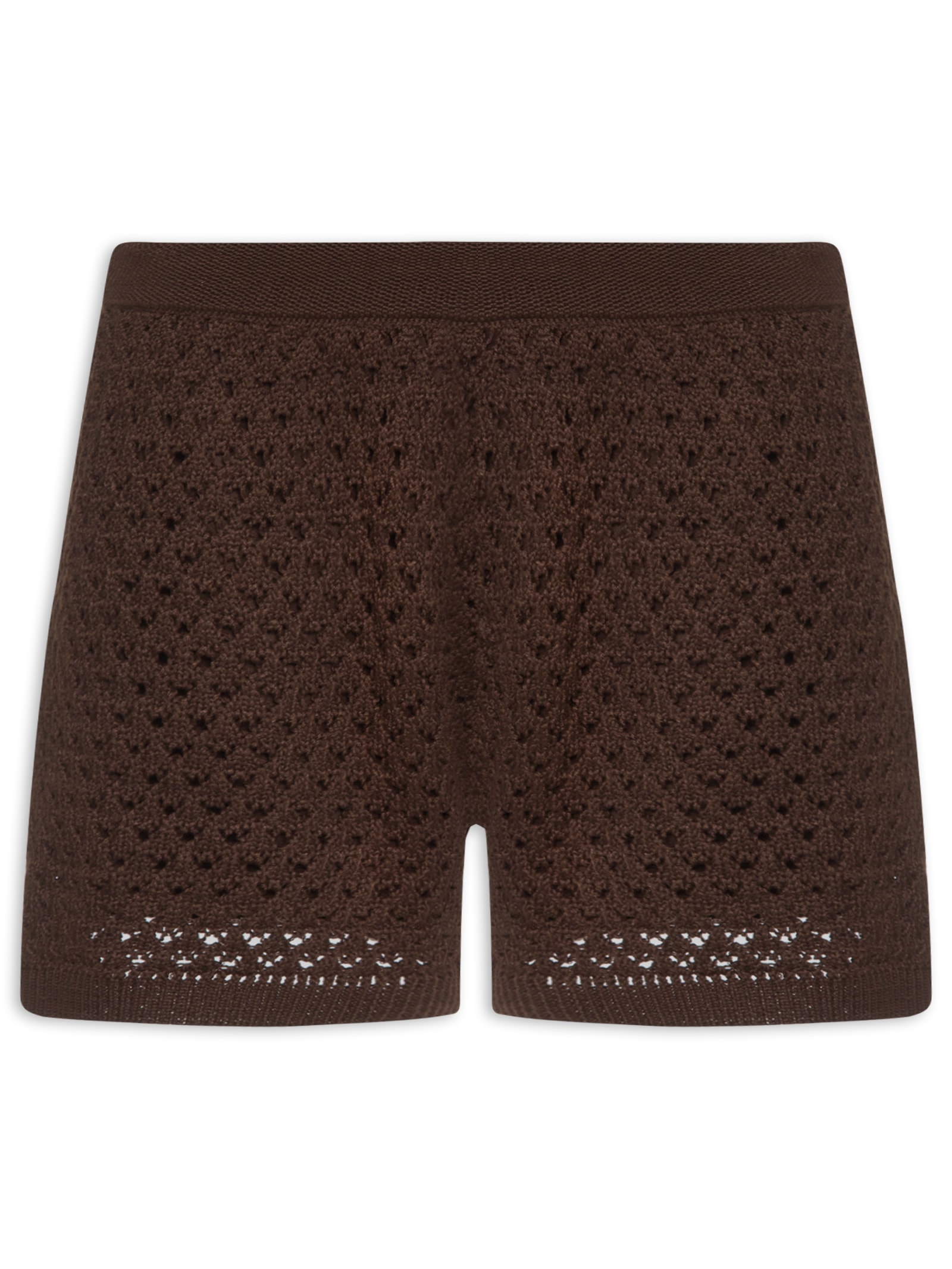 Short Feminino Em Tricot Marrom Market 33