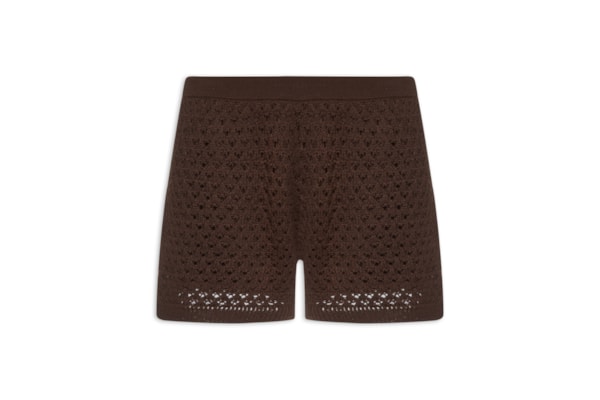 Short Feminino Em Tricot - Marrom