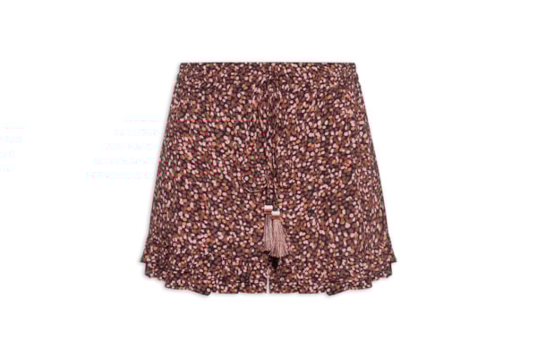 Short Feminino Estampa Céu Noturno - Marrom