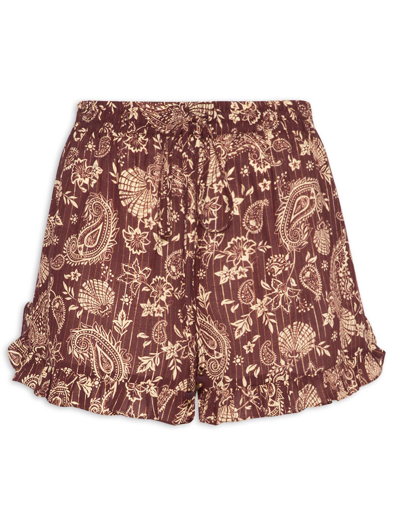 Short Feminino Estampa Coral Marrom Dress To