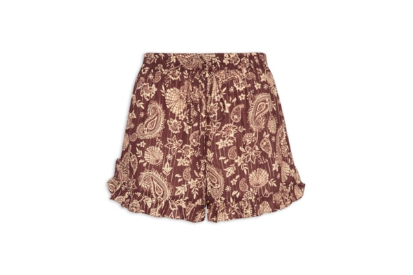 Short Feminino Estampa Coral - Marrom