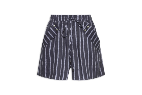 Short Feminino Estampa Listras Marinho - Azul