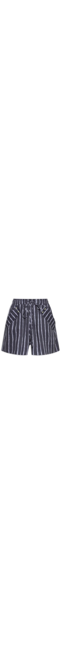 Short Feminino Estampa Listras Marinho - Azul