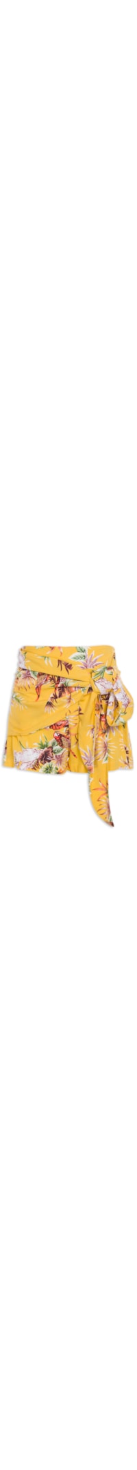 Short Feminino Estampado Faixa - Amarelo