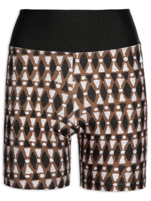 Short Feminino Estampado Ladrilho – Marrom