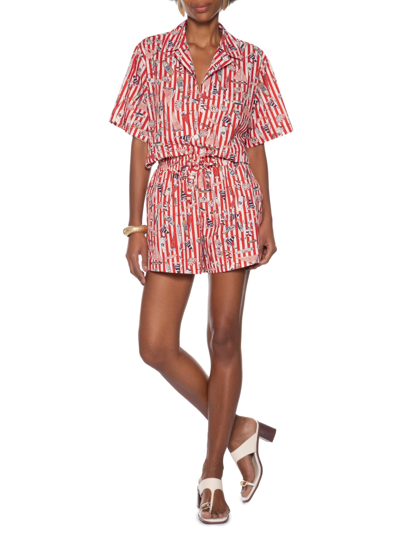 Short Feminino Estampado Vermelho Colcci