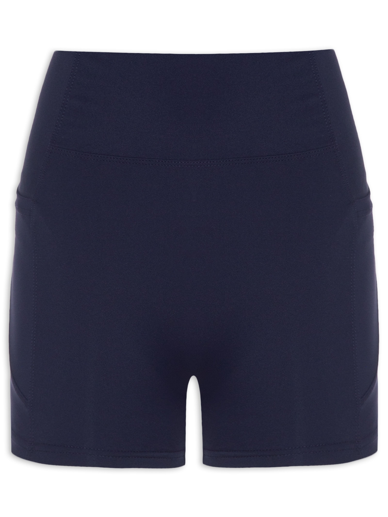 Short Feminino Fitness Com Bolso Azul Basiq