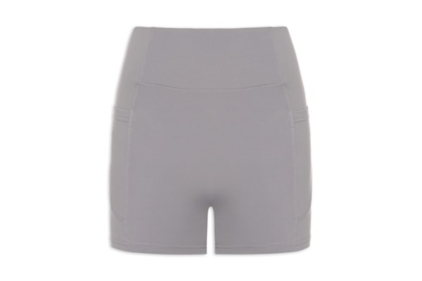 Short Feminino Fitness Com Bolso - Cinza