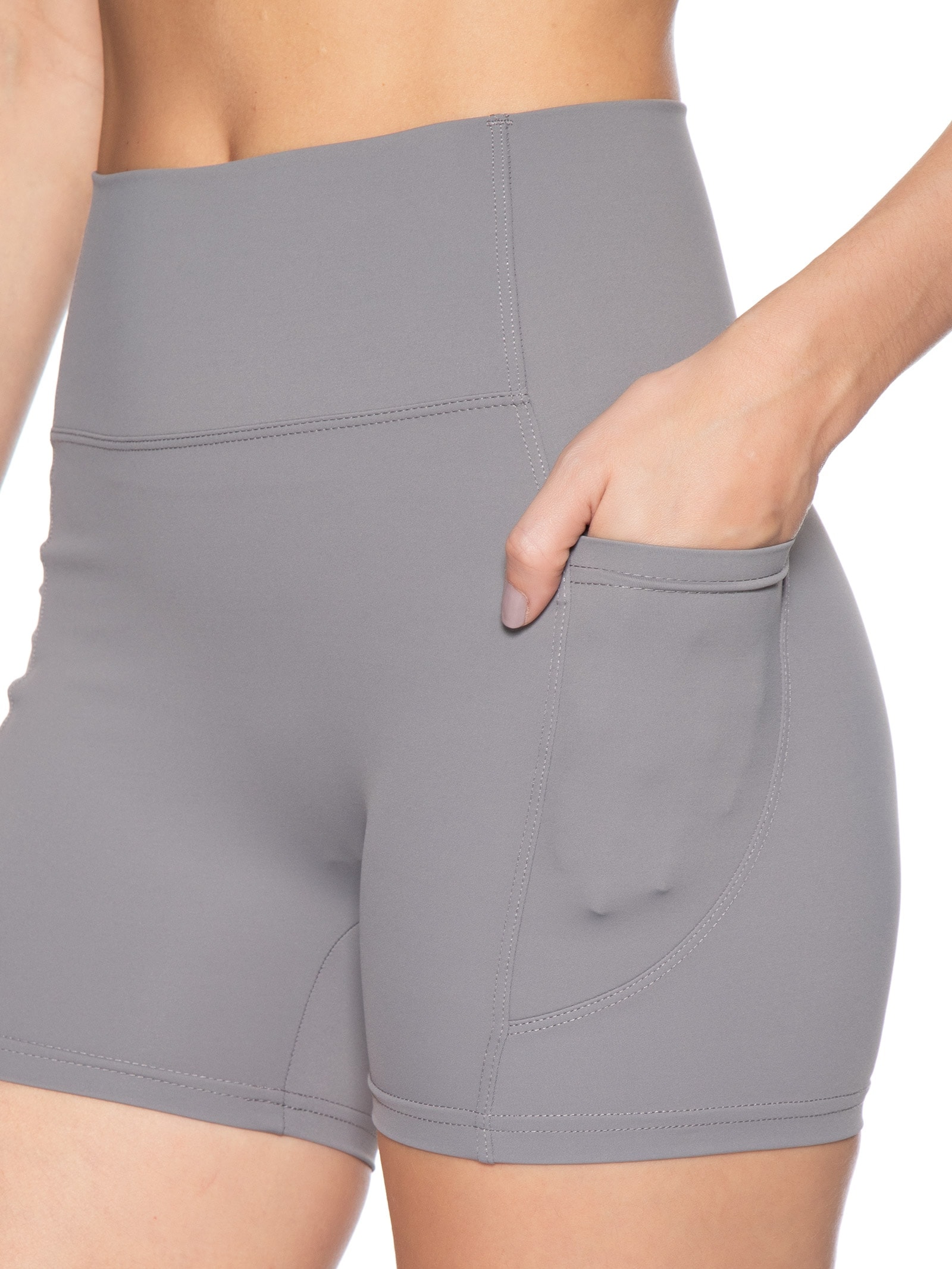 Short Feminino Fitness Com Bolso Cinza Basiq