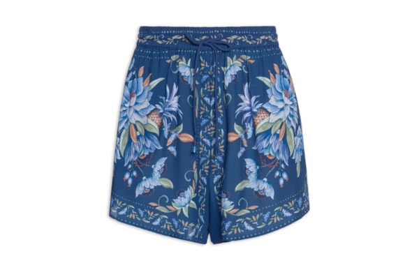 Short Feminino Floral Ana - Azul