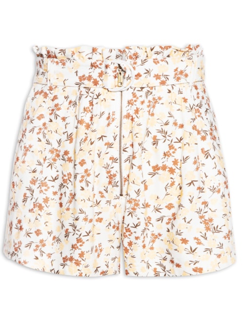 Short Feminino Floral Jardim – Bege
