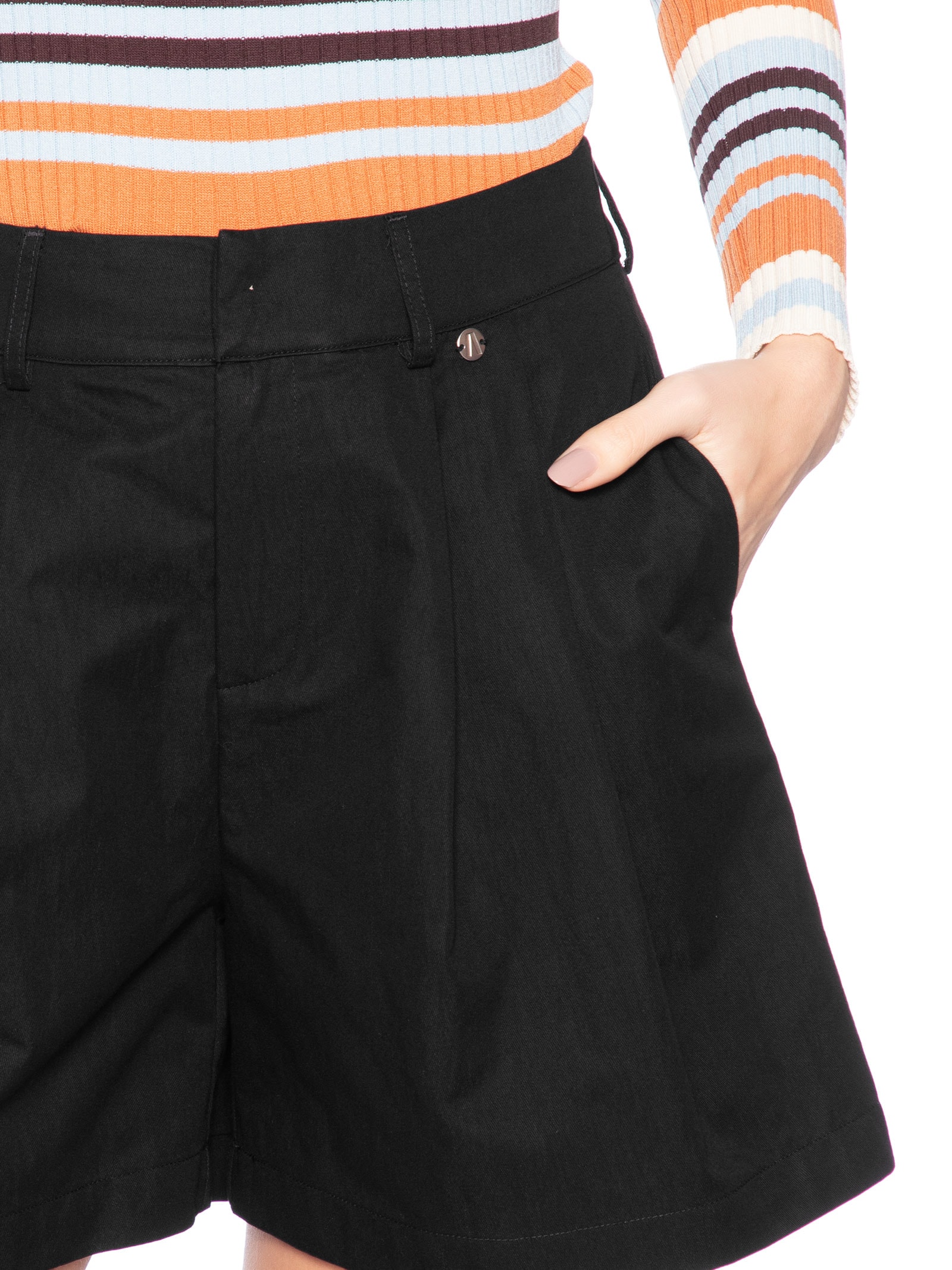 Short Feminino Gio Preto Animale Jeans