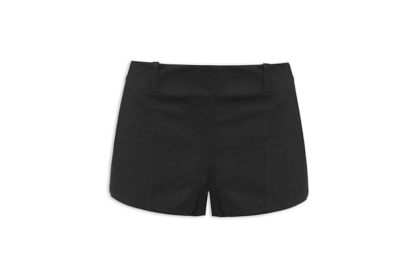 Short Feminino Hot Pant Cintura Média De Malha - Preto